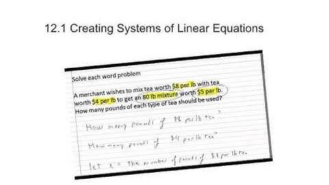 12.1 Creating Systems of Linear Equations