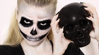 makeup skull easy halloween tutorial
