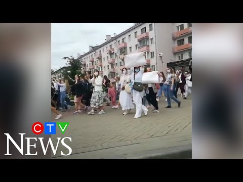 Women stand in solidarity amid election protests in Belarus