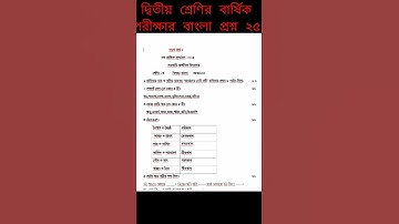 দ্বিতীয় শ্রেণির বার্ষিক পরীক্ষার বাংলা প্রশ্ন ২৫ ,class 2 bangla porikkhar prsno