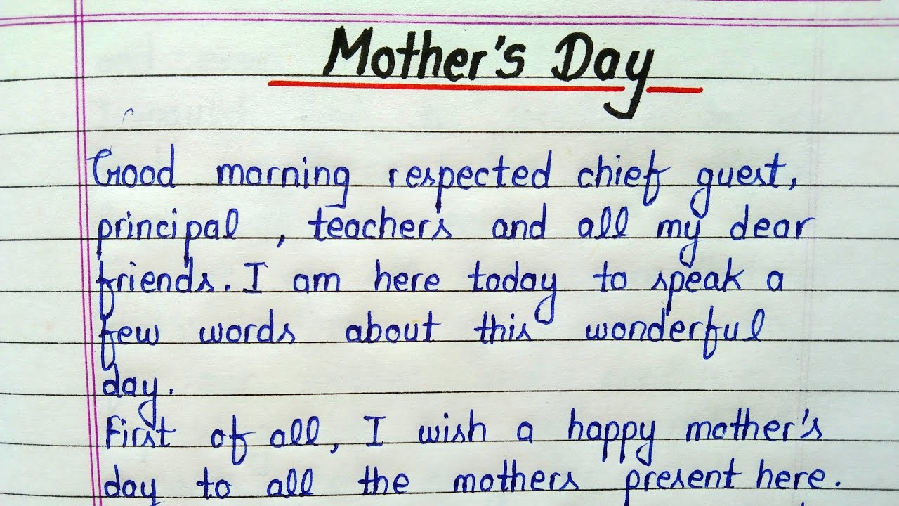 speech topic my mother in english