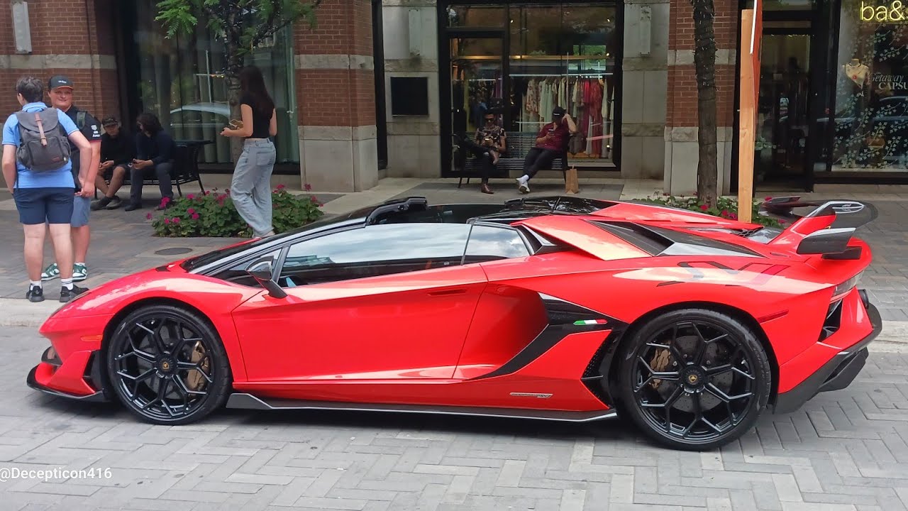 Supercars leaving car show Aventador SVJ) Toronto