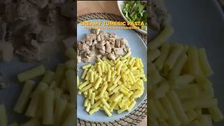 Creamy Turmeric Pasta With Staueed Chicken & Mushrooms