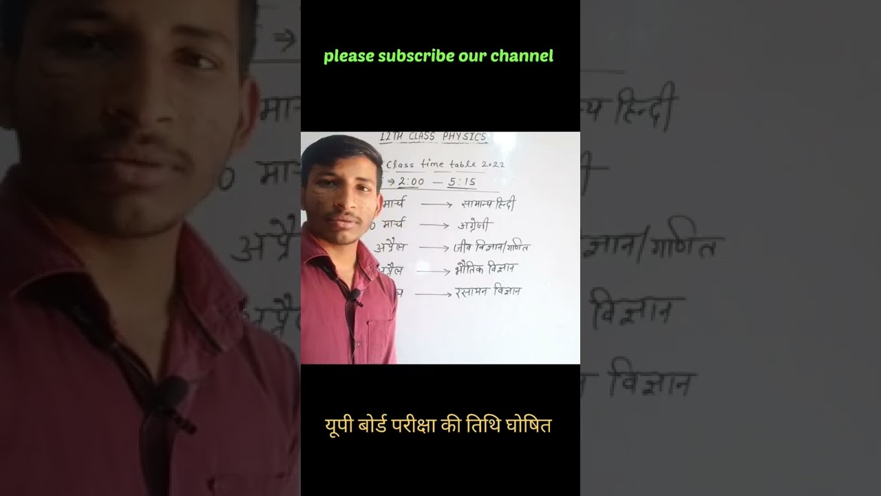 Up Board Exam 2022,Class 12th Time table 