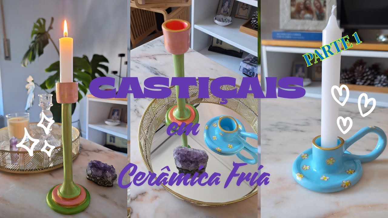 Castiçais Em Cerâmica Fria