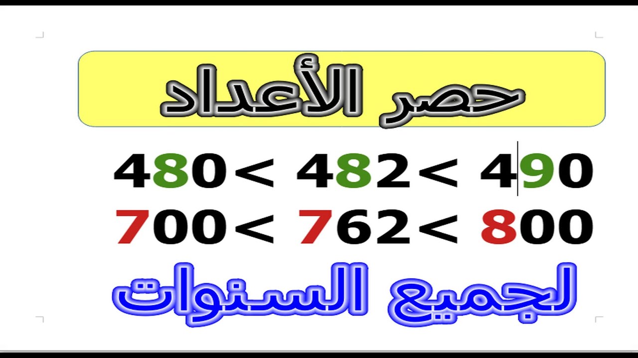 تعلم حصر الأعداد لجميع تلاميذ الابتدائي