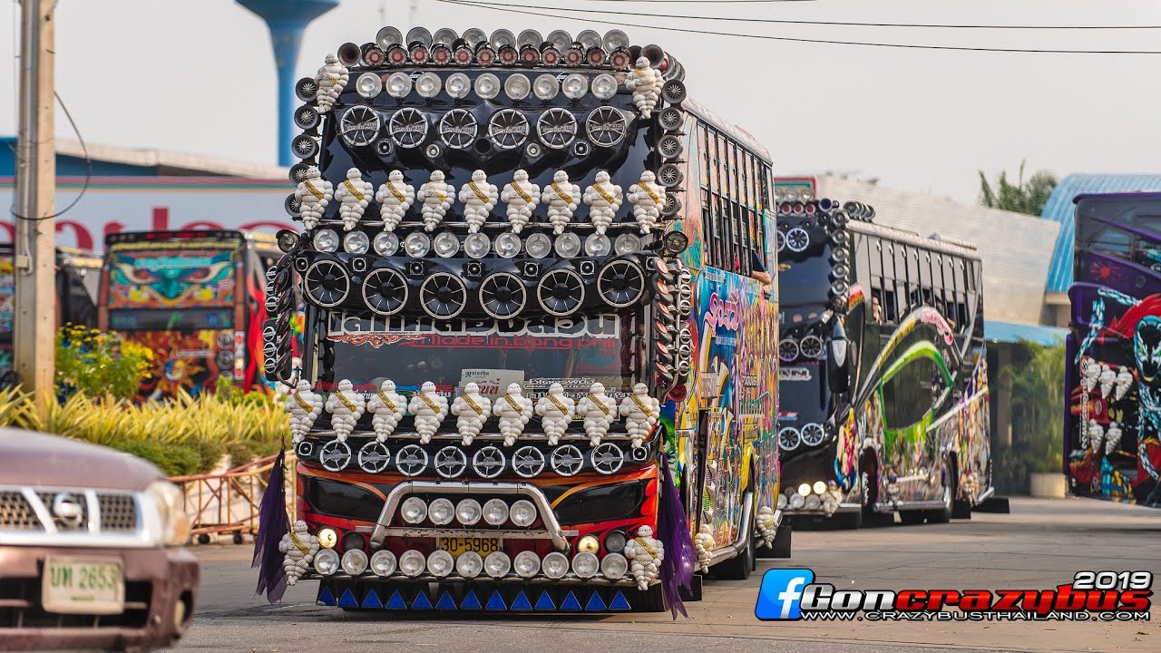 ขบวน11บัสซุปตาร์ 2แอร์ 9พัดลม หล่อๆทุกบัส วิ่งออกจากร้านของฝาก Bus thailand