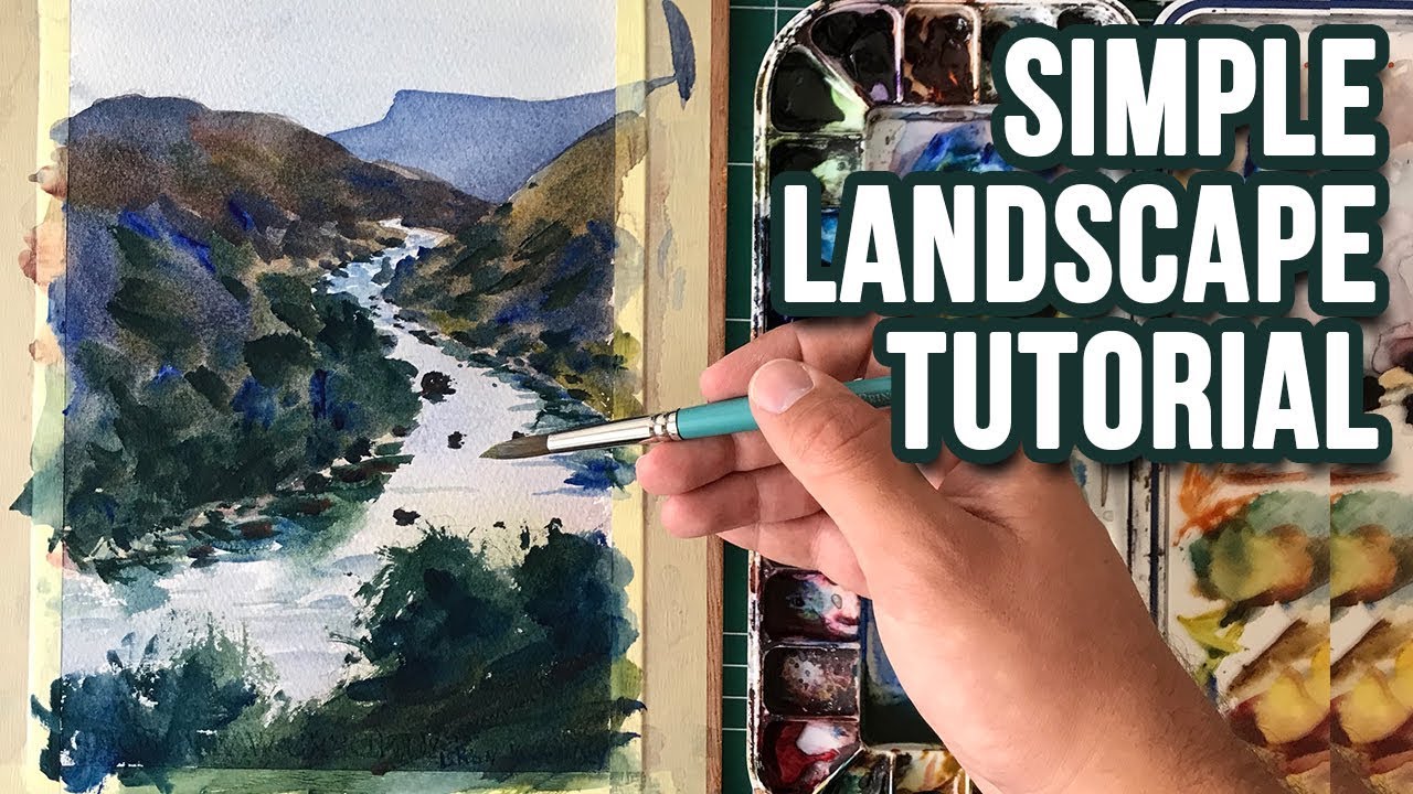 Simple Landscape Painting for Beginners in Watercolor (Easy ...