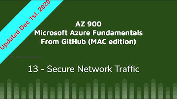 AZ 900 Github - 13 Secure Network Traffic Azure Fundamentals Dec 2020 Mac Version Hands On Lab