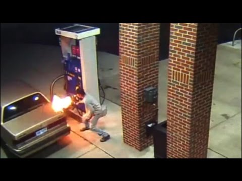 Man tries to kill spider with lighter at gas pump, starts huge fire