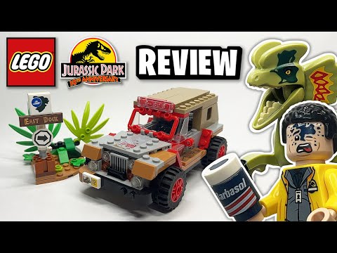  LEGO Jurassic Park Dilophosaurus Ambush 76958 Building Toy Set  for Jurassic Park 30th Anniversary, Dinosaur Toy with Dino Figure and Jeep  Car Toy; Gift Idea for Grandchildren and Kids Ages 6