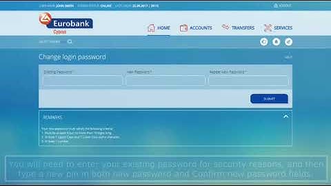 How to change your login password? Eurobank Cyprus E-Banking platform