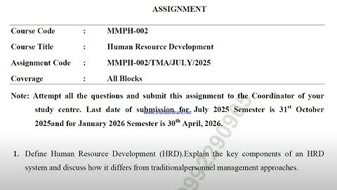 IGNOU MMPH - 002 Solved Assignment July 2025 Jan 2026 PDF | MBA | Human Resource Development