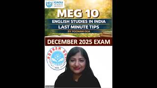 Meg 10 🔥English Studies in India December 2025 Important Guess Question Paper Poonam Dua