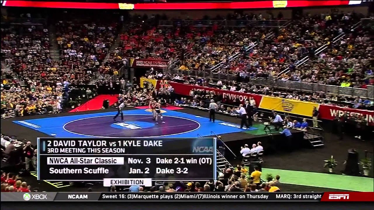 2013 NCAA Wrestling National Championships D1 Kyle Dake (Cornell) vs David  Taylor (PSU) - YouTube