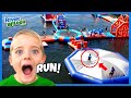 Kids wipeout on water park obstacle course  family fun