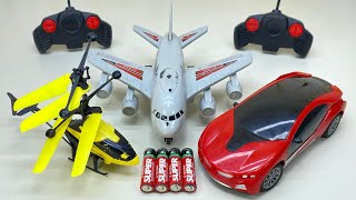 Flying Remote Control RC Helicopter | and 3D Light RC Car with | a380 Model Airline Unboxing,Testing