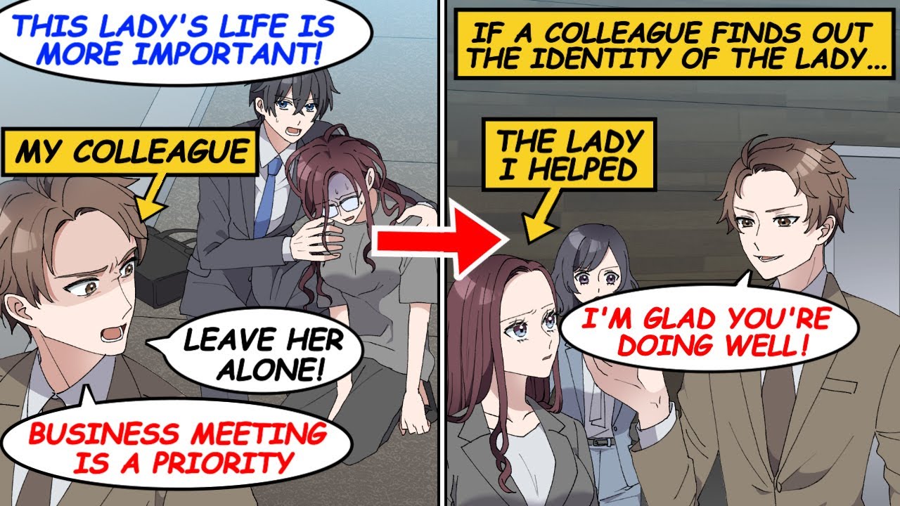 【Manga】When I helped a lady who was falling, my colleague scolded me.But the lady's true identity is