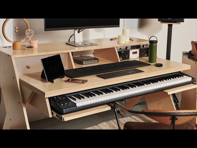 Music Desk, Computer Desk with Keyboard Tray, Studio Desk for