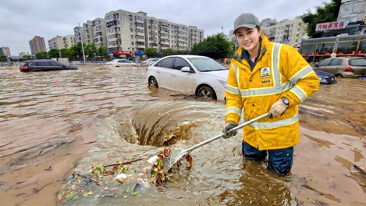 Unclog Flooded Street Drain Clearing the Blocked Clog - YouTube