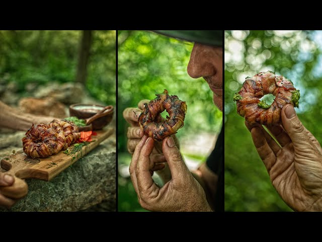 BEST BACON ONION RINGS! - NATURE ASMR 