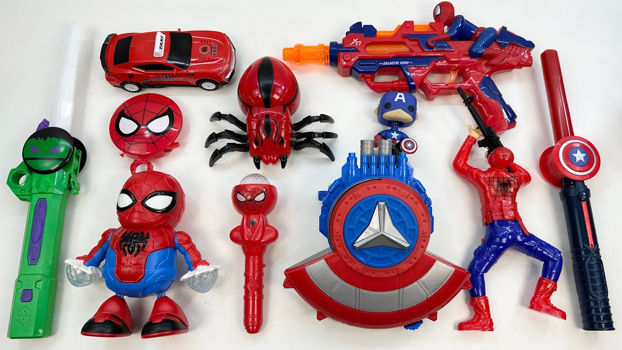 20 minutes of satisfied Marvel toy set unboxing,Spider Man toy gun,glowing mask,action doll reviews.