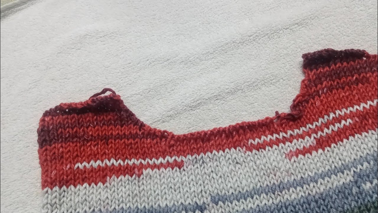 بلوفر تريكو طريقة حردة الرقبة الامامية الجزء الثاني