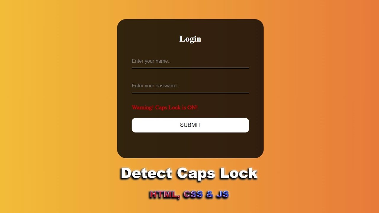 Как обнаружить включен ли Caps Lock используя HTML, CSS & JS шаг за шагом || Detect Caps Lock is ON! - YouTube Как обнаружить включен ли Caps Lock используя HTML, CSS & JS шаг за шагом || Detect Caps Lock is ON! - YouTube