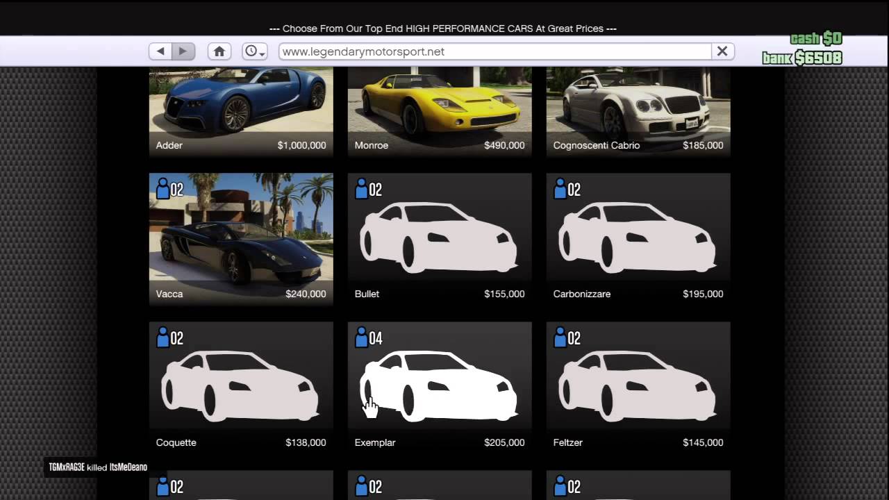 GTA 5 ONLINE MULTIPLAYER NEW CARS TO BUY HOW TO BUY CARS YouTube 