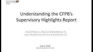 Promo: There's Guidance in CFPB's Supervisory Highlights Report