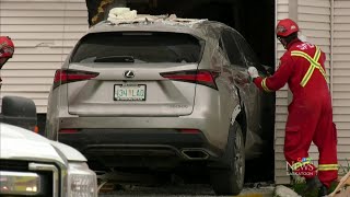 Residents left shaken after car crashes into apartment in Saskatoon