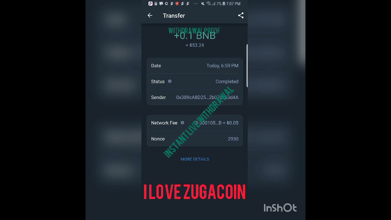 instant withdrawal proof of Zugacoin
