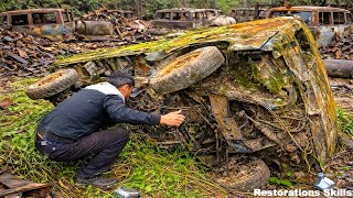 Restoring a Severely Crashed Suzuki Truck | Overturned \u0026 Abandoned for Many Years