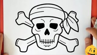 رسم بالرصاص | كيفية رسم جمجمة القراصنة خطوة بخطوة للمبتدئين | رسم سهل | كراسات رسم | تعليم الرسم