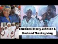 Emotional Mercy Johnson In tears as her husband praises her at his inauguration thanksgiving.