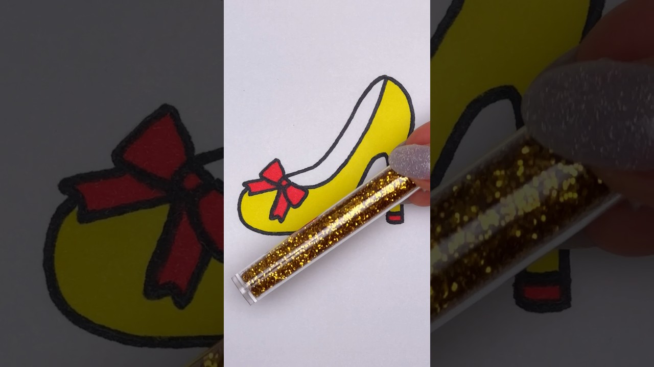 💛✨Gold Princess Shoe 😍👠 Beautiful Glitter Art 🎨