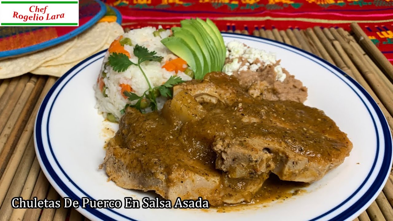 Chuletas De Puerco En Salsa Asada , Receta Deliciosa - YouTube