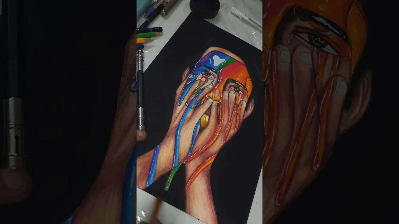 Rainbow fluid on my face 😱🤯 Imagination drawing 👼