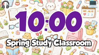 10 Minute Spring Study Classroom Timer 🌼 Cute Aesthetic School Desk Countdown with Bunny & Flowers screenshot 5