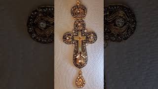 Antique Rare Old Cross. 24K Gold Electro Plated and New Gems replaced.