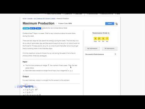 Codechef July Long Challenge-Maximum Production