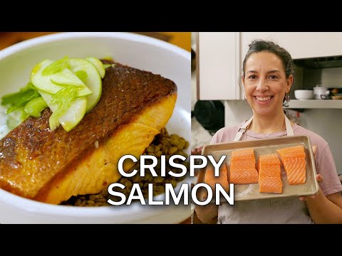 Crispy Salmon, Crunchy Salad, Tender Lentil Situation