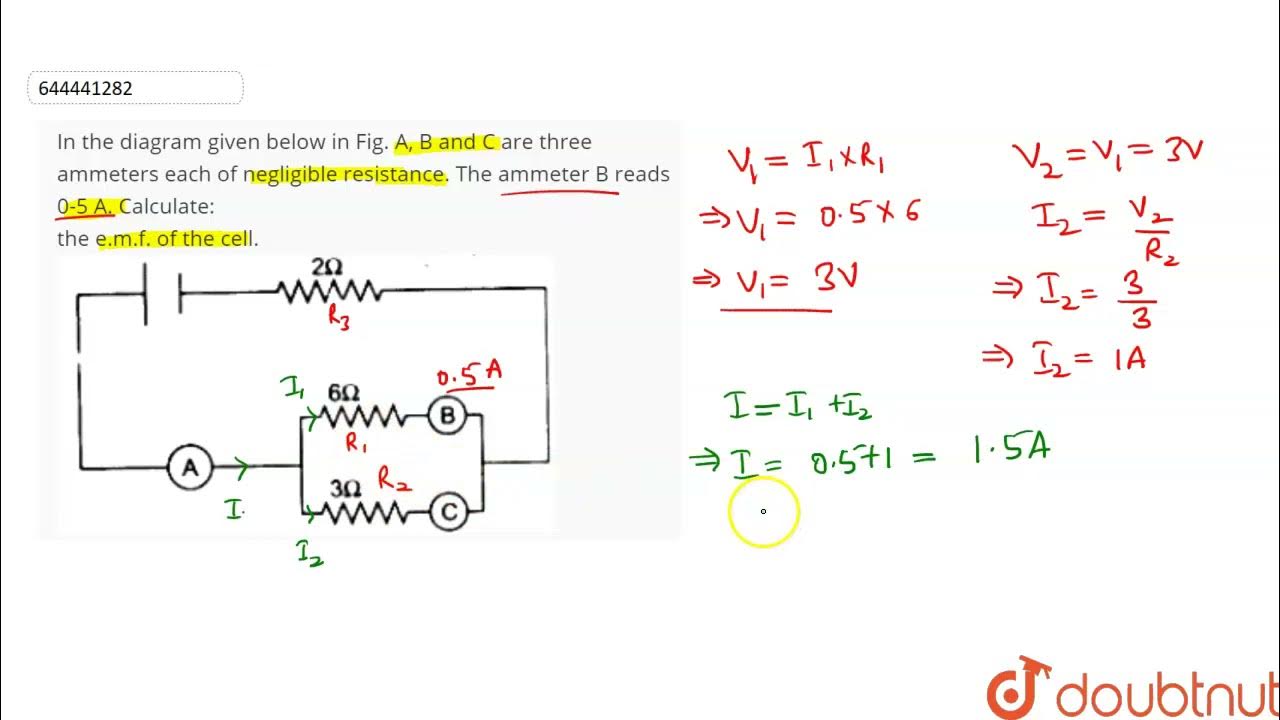 In the diagram given below in Fig. A, B and C are three ammeters each