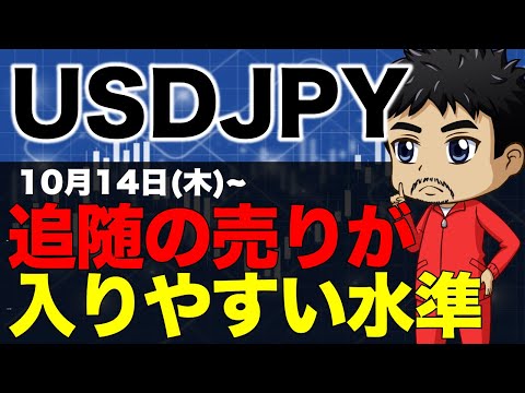 【FXドル円相場観】追随の売りが入りやすい水準｜今後の戦い方｜10月14日(木)テクニカル分析