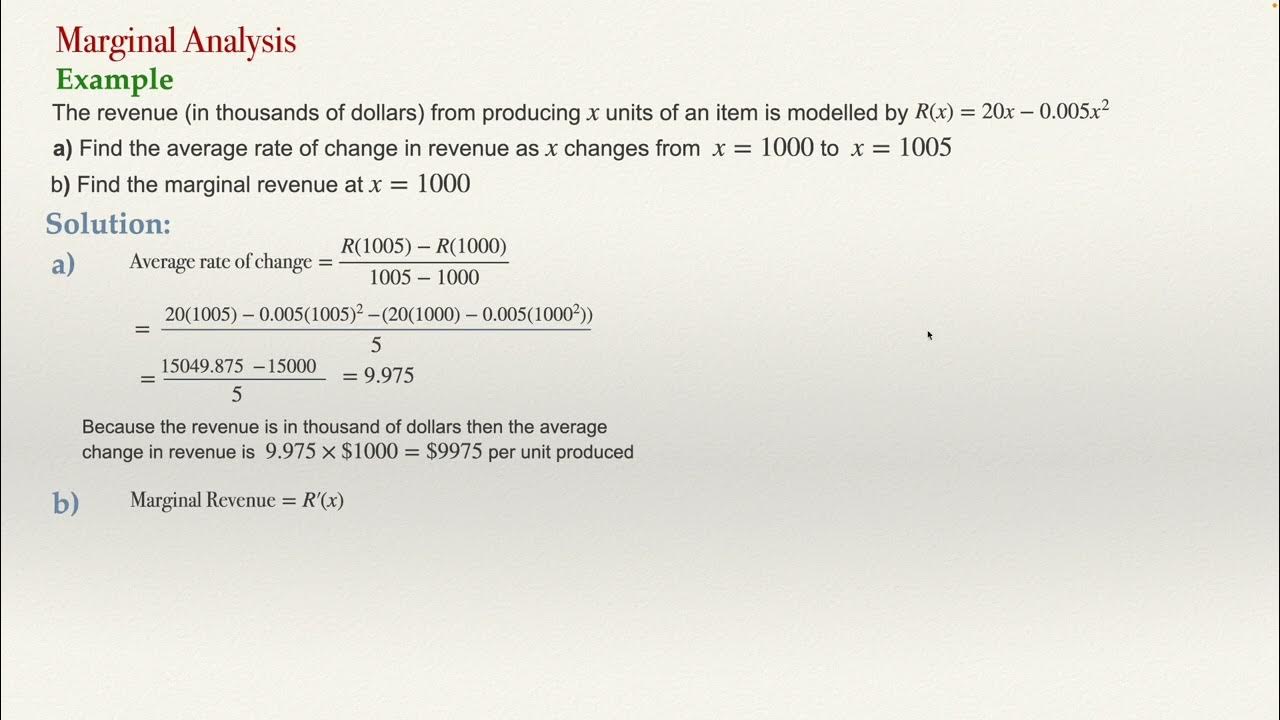 Marginal Analysis Example 1 - YouTube
