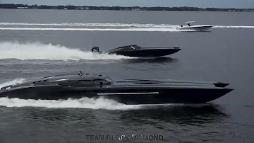 52' MTI Black Diamond twin 1650hp Mercury Racing Engines