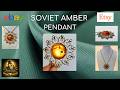 Rare Soviet "Snowflake" Amber Pendant | USSR Filigree Jewelry | Кулон Снежинка Янтарь СССР Мельхиор