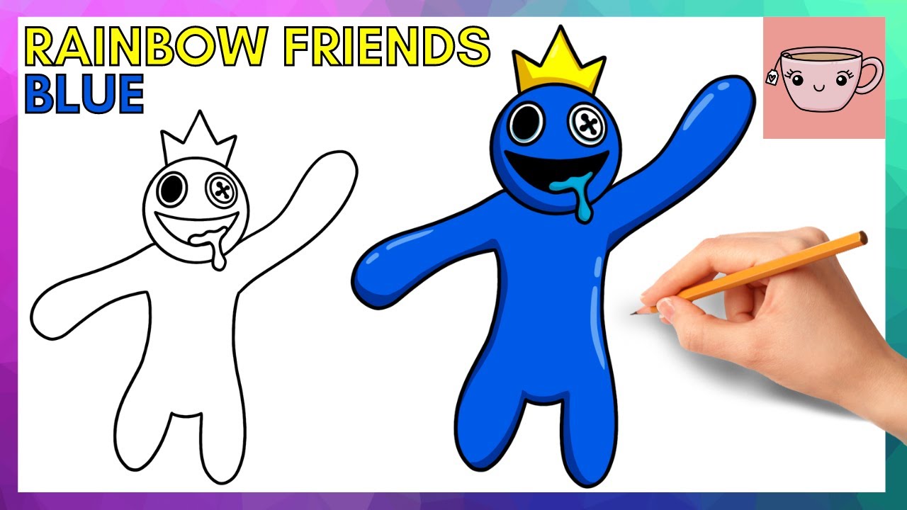 COMO DESENHAR o BLUE do ROBLOX RAINBOW FRIENDS  how to draw blue from roblox  rainbow friends 