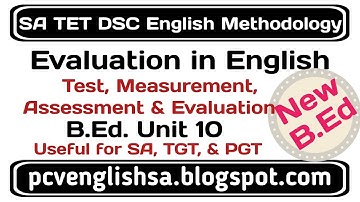 Evaluation in  English 001 I New SA English Methodology DSC TET TGT PGT 2024