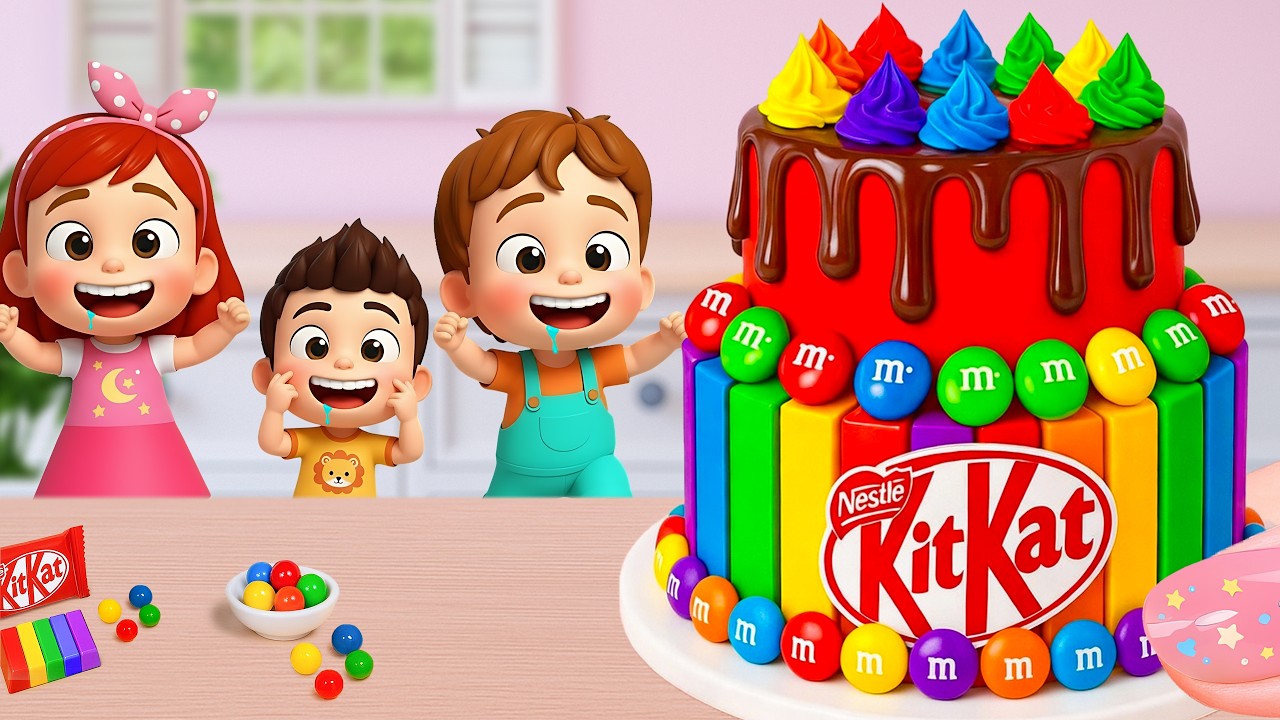 Miniature Rainbow Cake Tutorial 🌈 Cute Mini Rainbow KitKat Cake Recipe with Chocolate 💖 Yummy Teeny